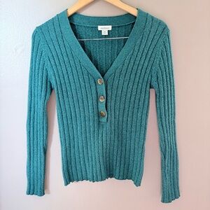 Sundance V-Neck Button-Up Sweater